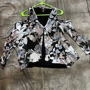 Long sleeve off the shoulder blouse with sheer design